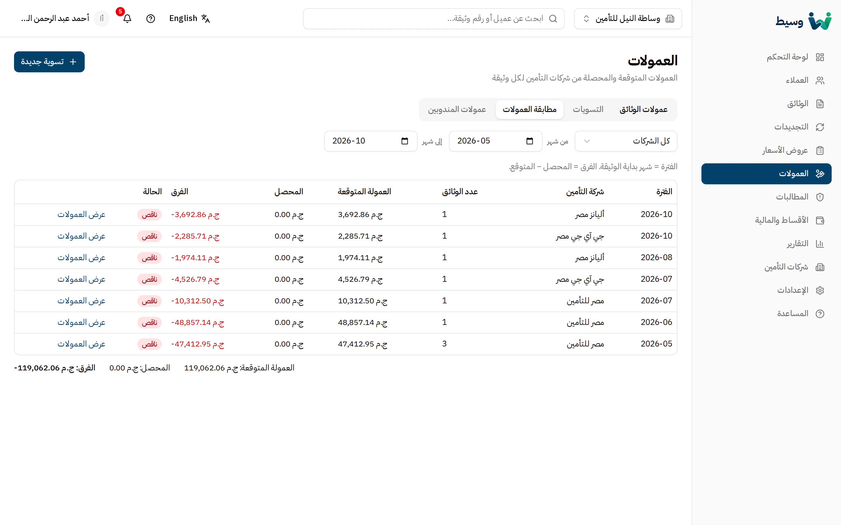 شاشة المطابقة